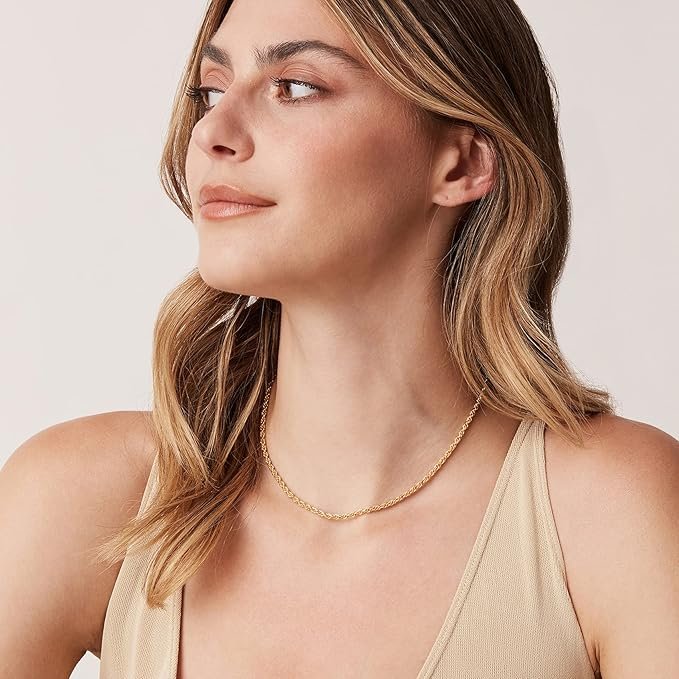 PAVOI 14K Gold Plated Adjustable Link Chain Necklace for Women | Box Rope Sphere Bead Serpentine Anchor Mariner Gold Chain Necklaces, Yellow Gold, No Gemstone